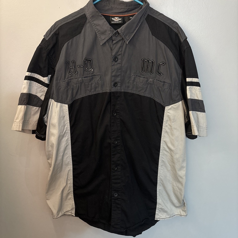 Harley Davidson Genuine Motor  Button Up Shirt Short Sleeve Cotton Size 2XL‎